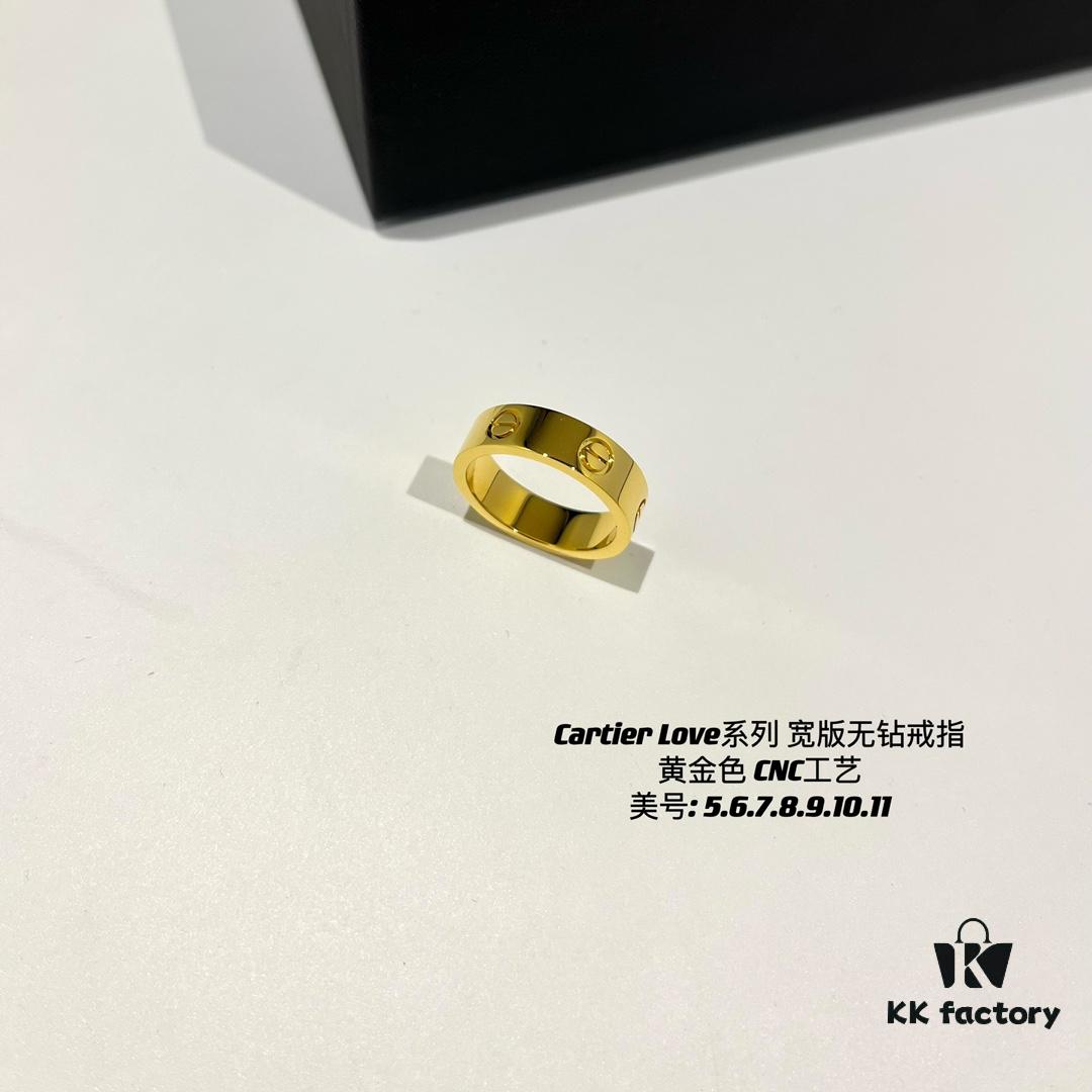 692fd49899f2d84055c8a54a Cartier Love Series Wide Plain Band Ring in Yellow Gold with CNC Craftsmanship