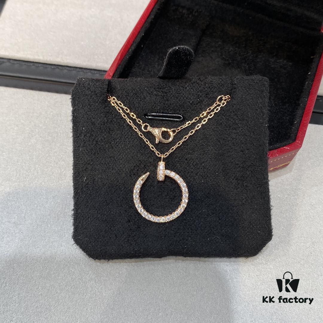 692fd49999f2d84055c8a54c Cartier Juste un Clou Diamond-Paved Necklace Double-Sided Design with Full and Partial Baguette Zirconia Setting