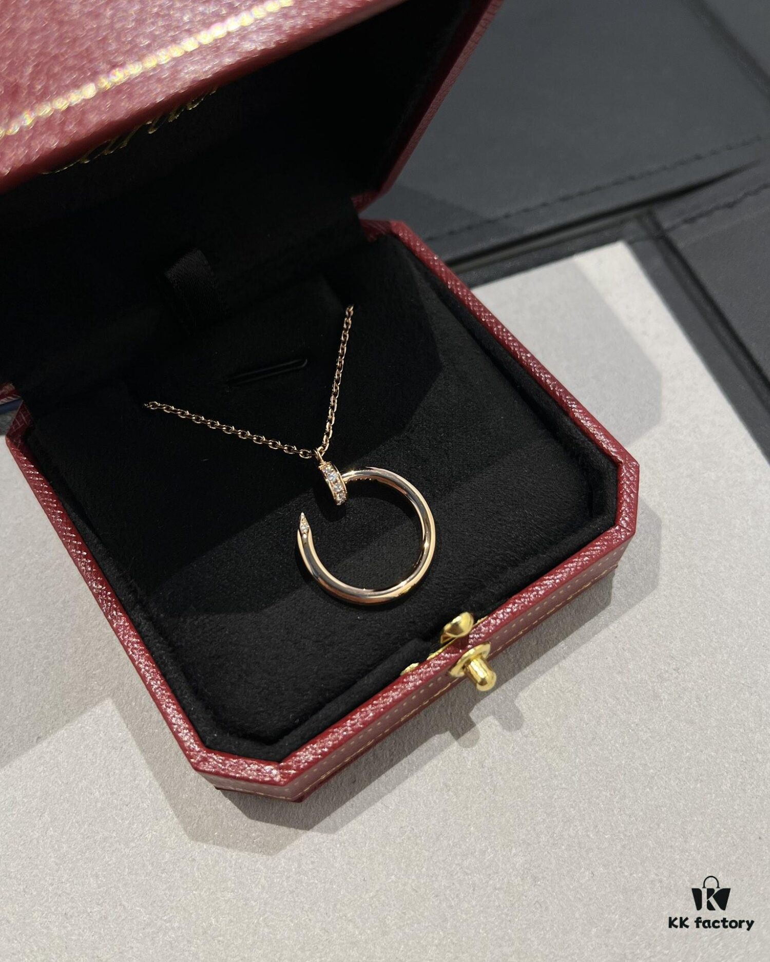 692fd49e99f2d84055c8a553 Cartier Diamond-Studded Nail Necklace in Rose Gold Color