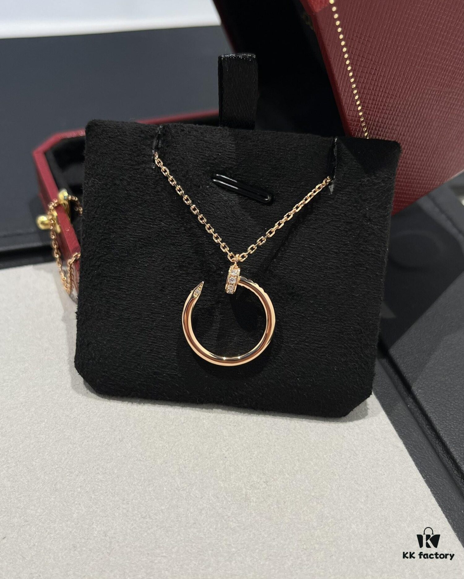 692fd49e99f2d84055c8a554 Cartier Diamond-Studded Nail Necklace in Rose Gold Color