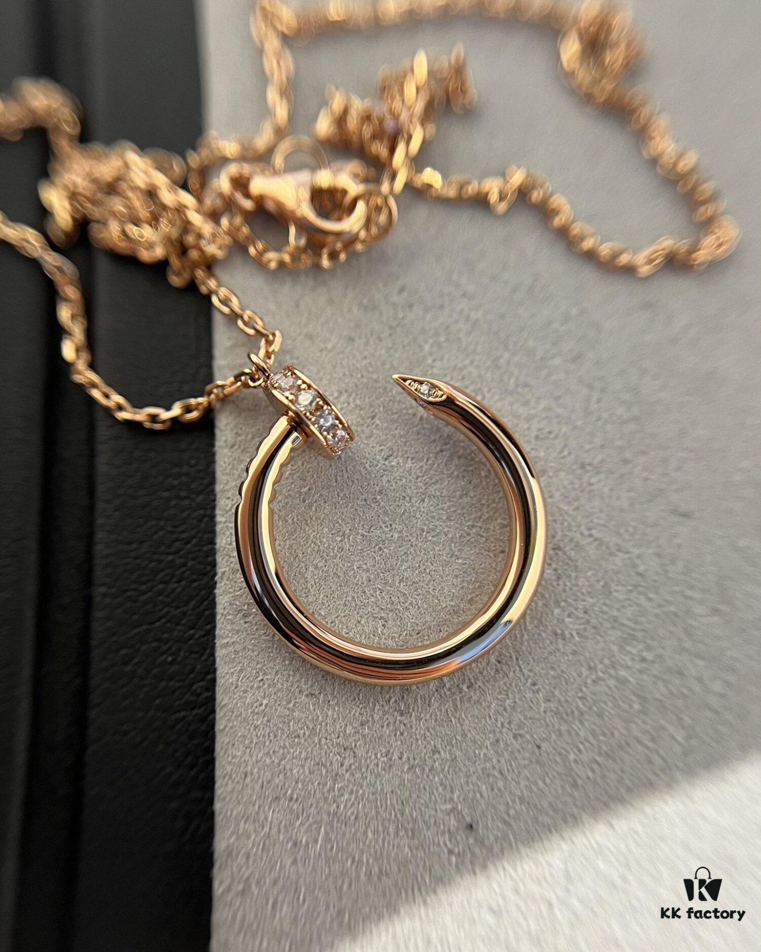 692fd4a199f2d84055c8a559 Cartier Diamond-Studded Nail Necklace in Rose Gold Color