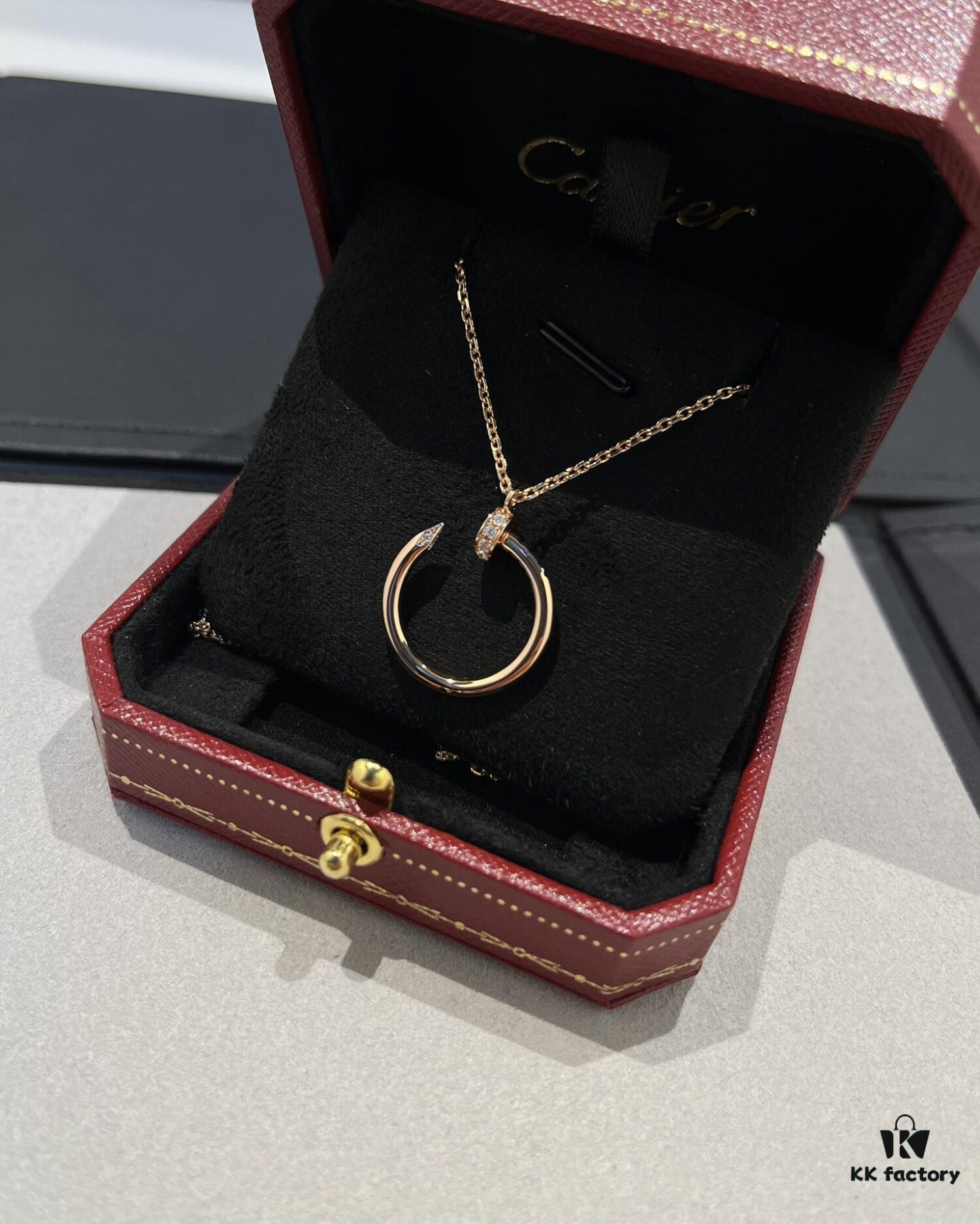 692fd4a299f2d84055c8a55a Cartier Diamond-Studded Nail Necklace in Rose Gold Color