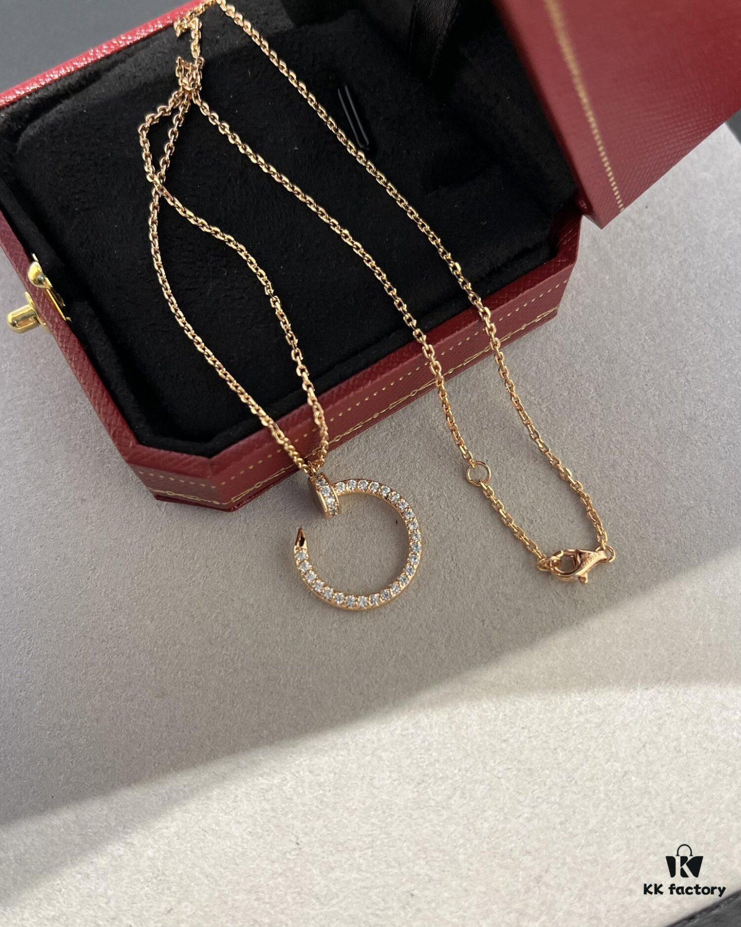 692fd4a499f2d84055c8a55d Cartier Full Diamond Nail Necklace in Rose Gold Color
