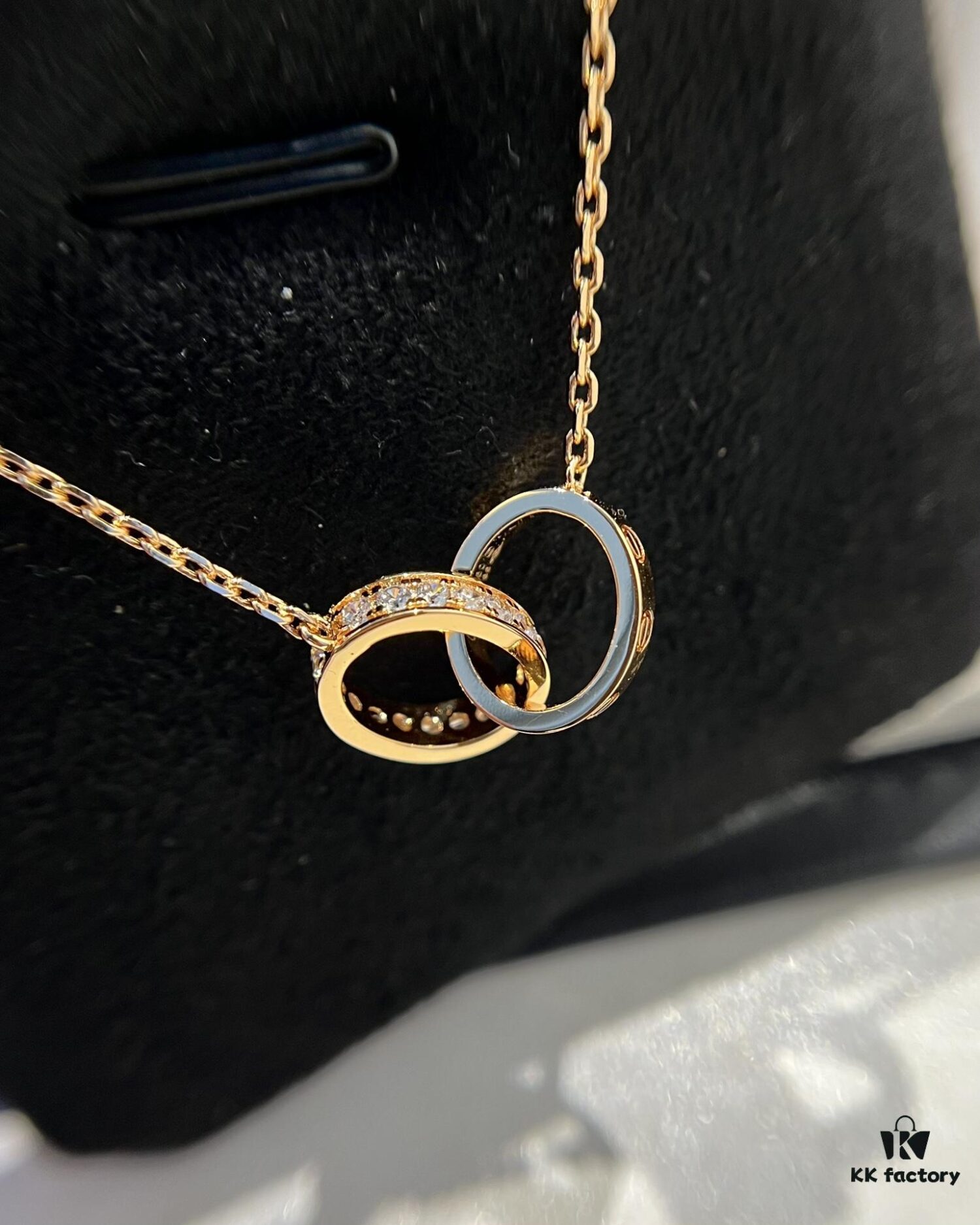 Cartier Classic Diamond-Paved Double Ring Necklace, CNC Crafted