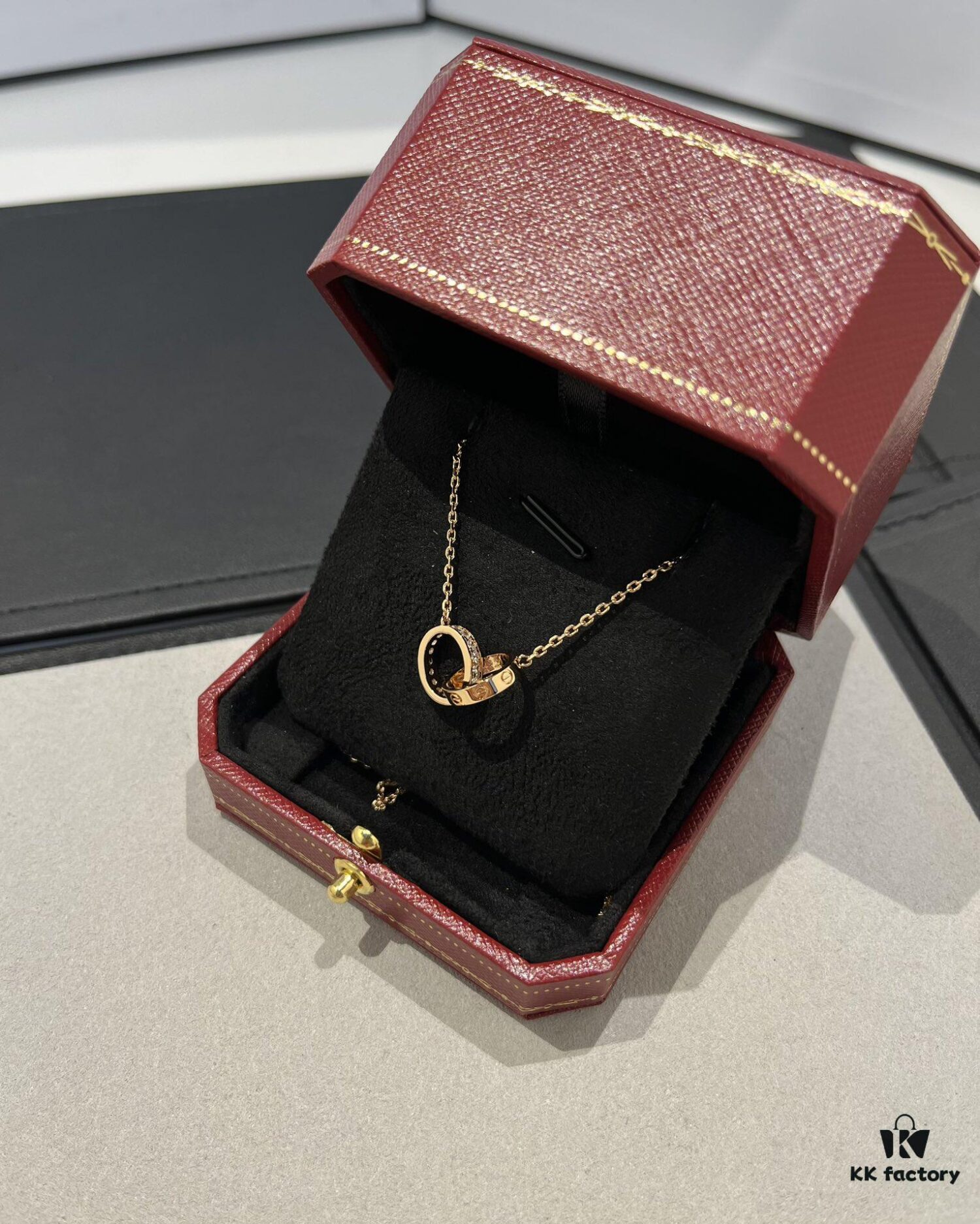 Cartier Classic Diamond-Paved Double Ring Necklace, CNC Crafted