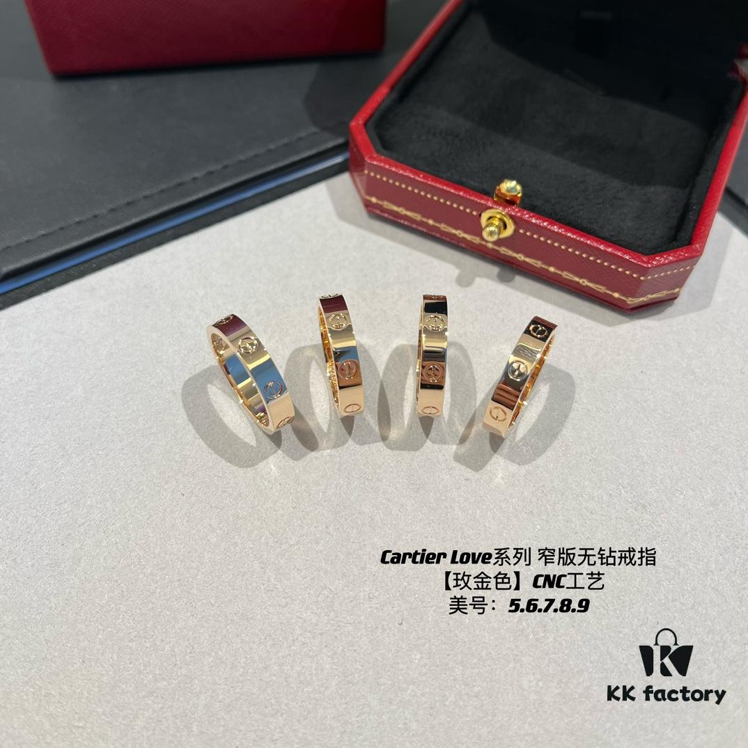692fd4b899f2d84055c8a57c Cartier Love Collection Narrow Diamond-Free Ring in Rose Gold with Top-Tier CNC Craftsmanship