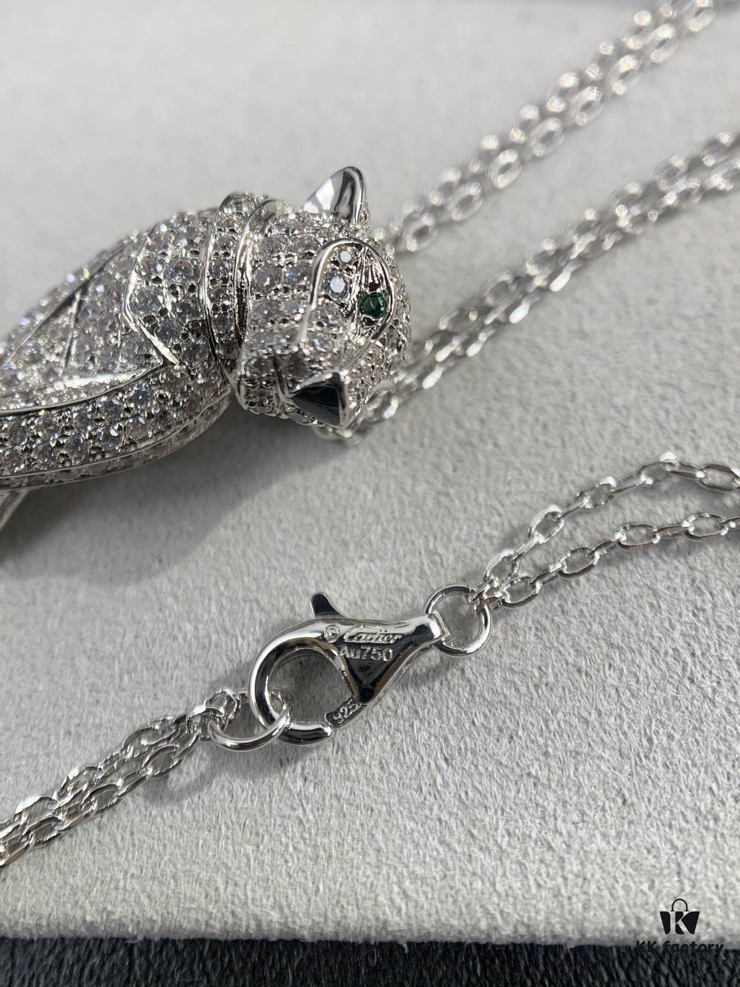 692fd4d299f2d84055c8a5ab Paved Diamond Panther Necklace (Paired with Double Chain, 45cm in Length)