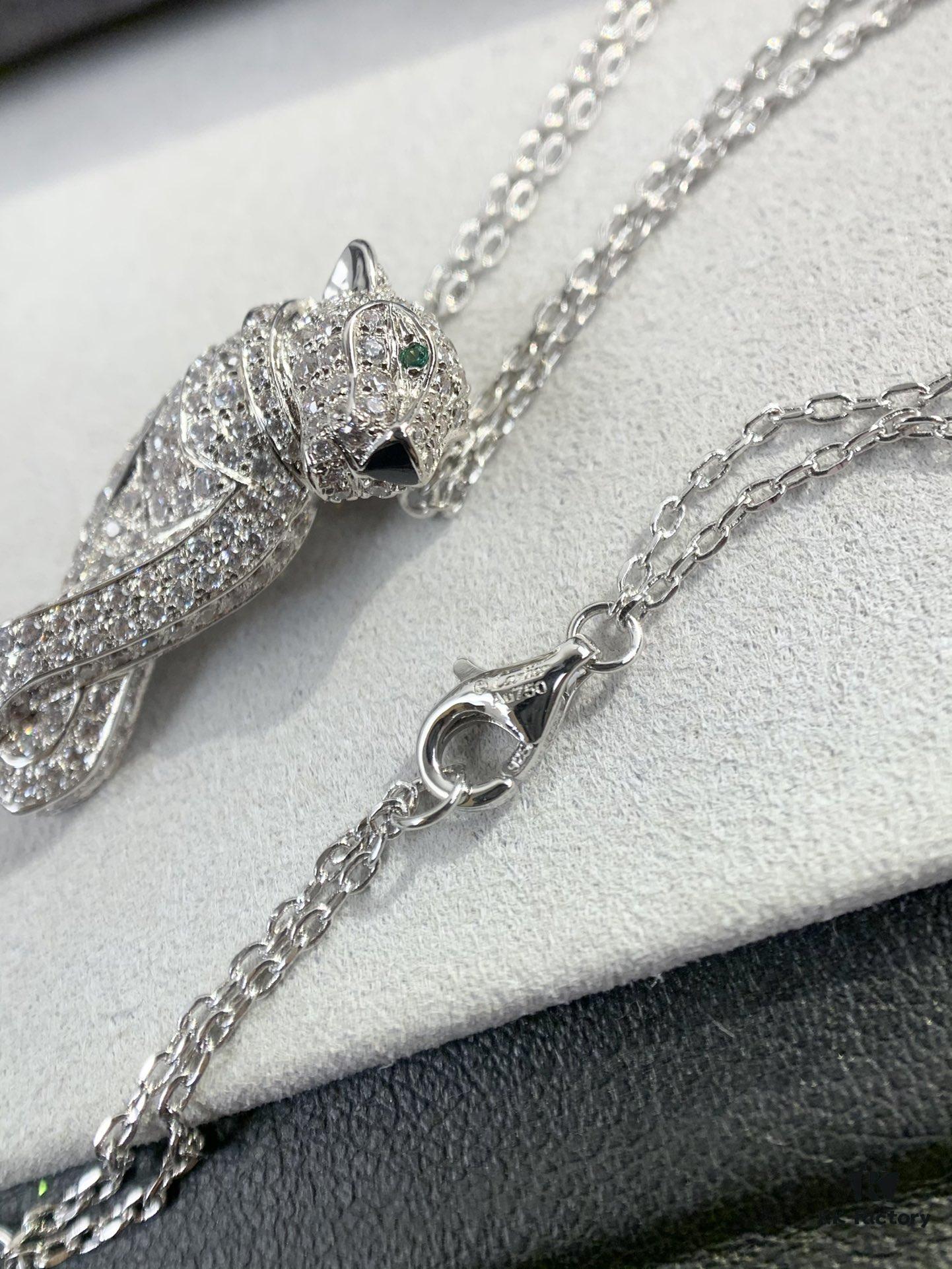 692fd4d399f2d84055c8a5ae Paved Diamond Panther Necklace (Paired with Double Chain, 45cm in Length)