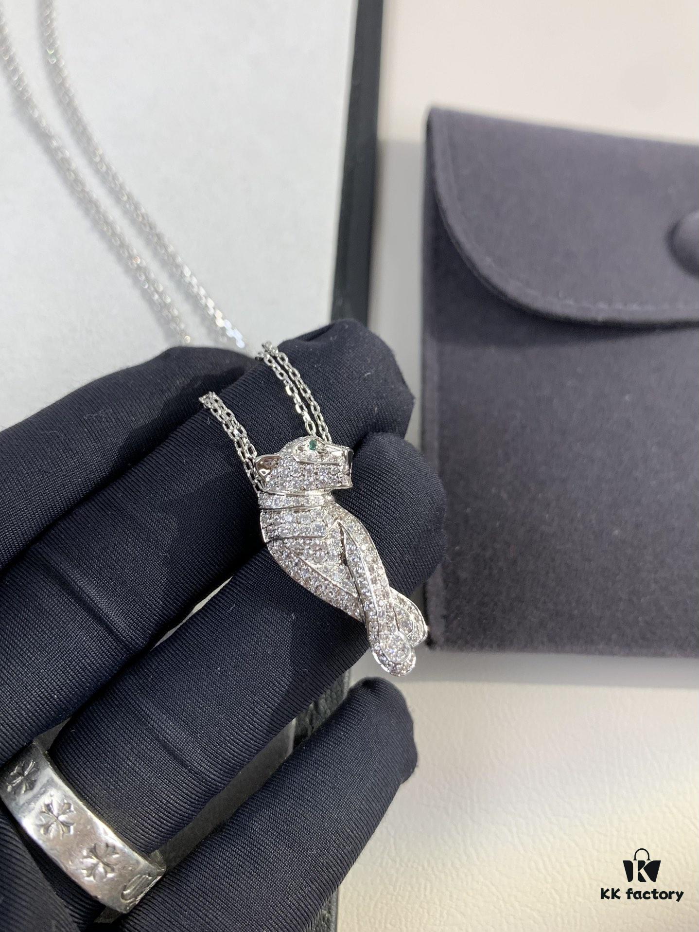 692fd4d399f2d84055c8a5af Paved Diamond Panther Necklace (Paired with Double Chain, 45cm in Length)