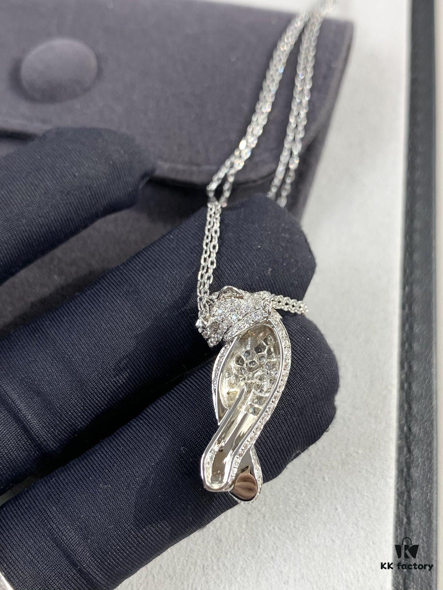 692fd4d499f2d84055c8a5b2 Paved Diamond Panther Necklace (Paired with Double Chain, 45cm in Length)