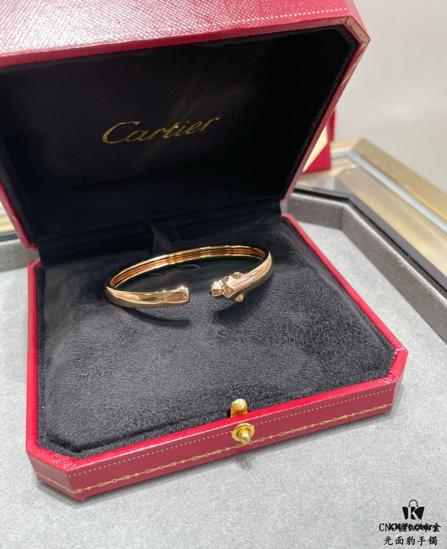 CNC Cartier Slim Smooth Panther Bracelet, Extra Thick and Bold Design, Unisex Couple's Style, Electroplated 18K Micro Gold