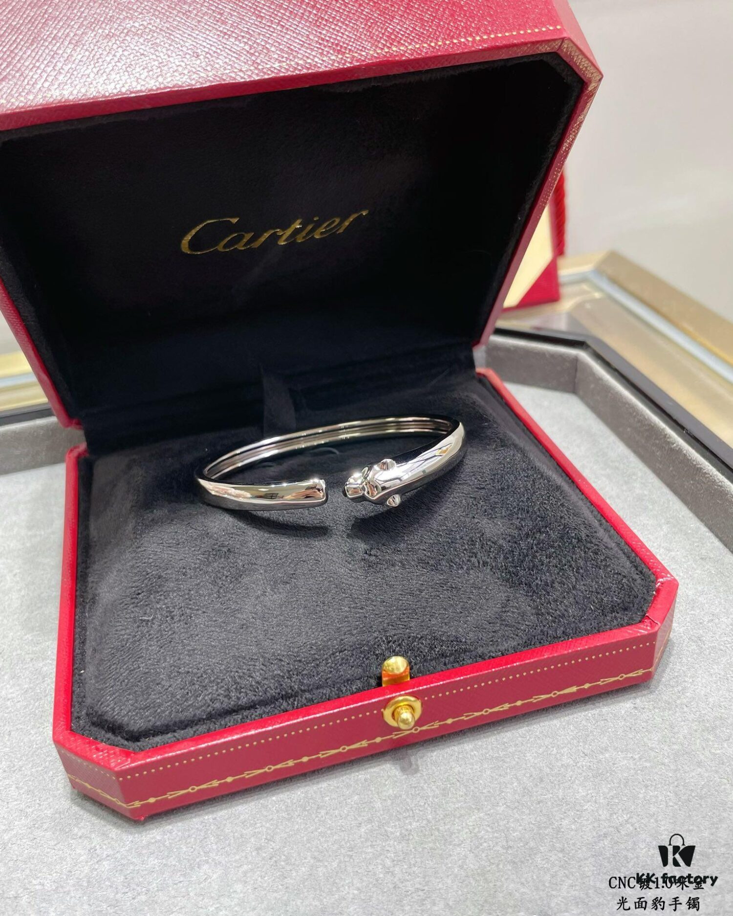 CNC Cartier Slim Smooth Panther Bracelet, Extra Thick and Bold Design, Unisex Couple's Style, Electroplated 18K Micro Gold