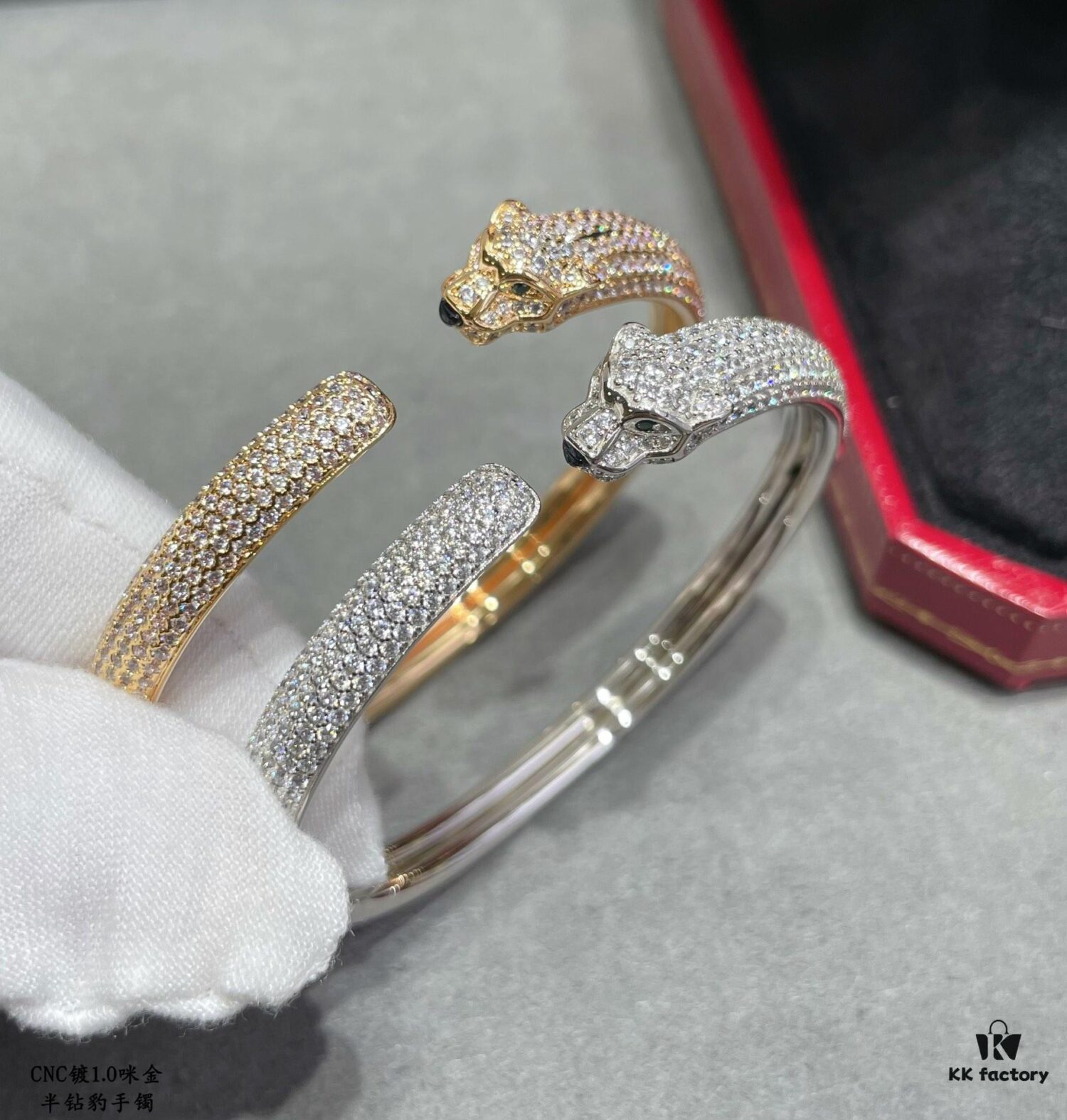 692fd4f999f2d84055c8a5ea CNC Hand-Set Diamond Cartier Thin Full-Diamond Panther Bracelet, Ultra Solid and Imposing Panther Design, Unisex Couple's Style