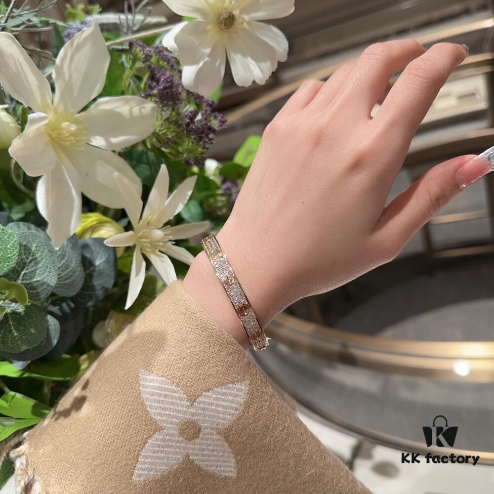 692fd50a99f2d84055c8a60d Cartier-style Screw Diamond Bracelet, Full Pavé Wide Design, Hand-set Imported Zirconia, Thick 18K Plating, Luxurious Texture