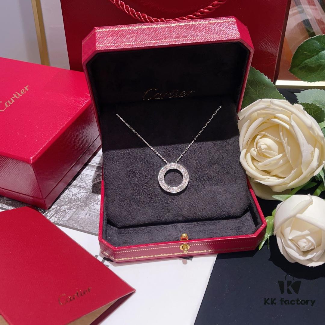 692fd50f99f2d84055c8a614 Cartier-style Screw Full Diamond Necklace 'Big Pancake' Necklace with Imported Zirconia Hand-Set, Thick 18K White Gold Plated, High-Quality ZP Finish