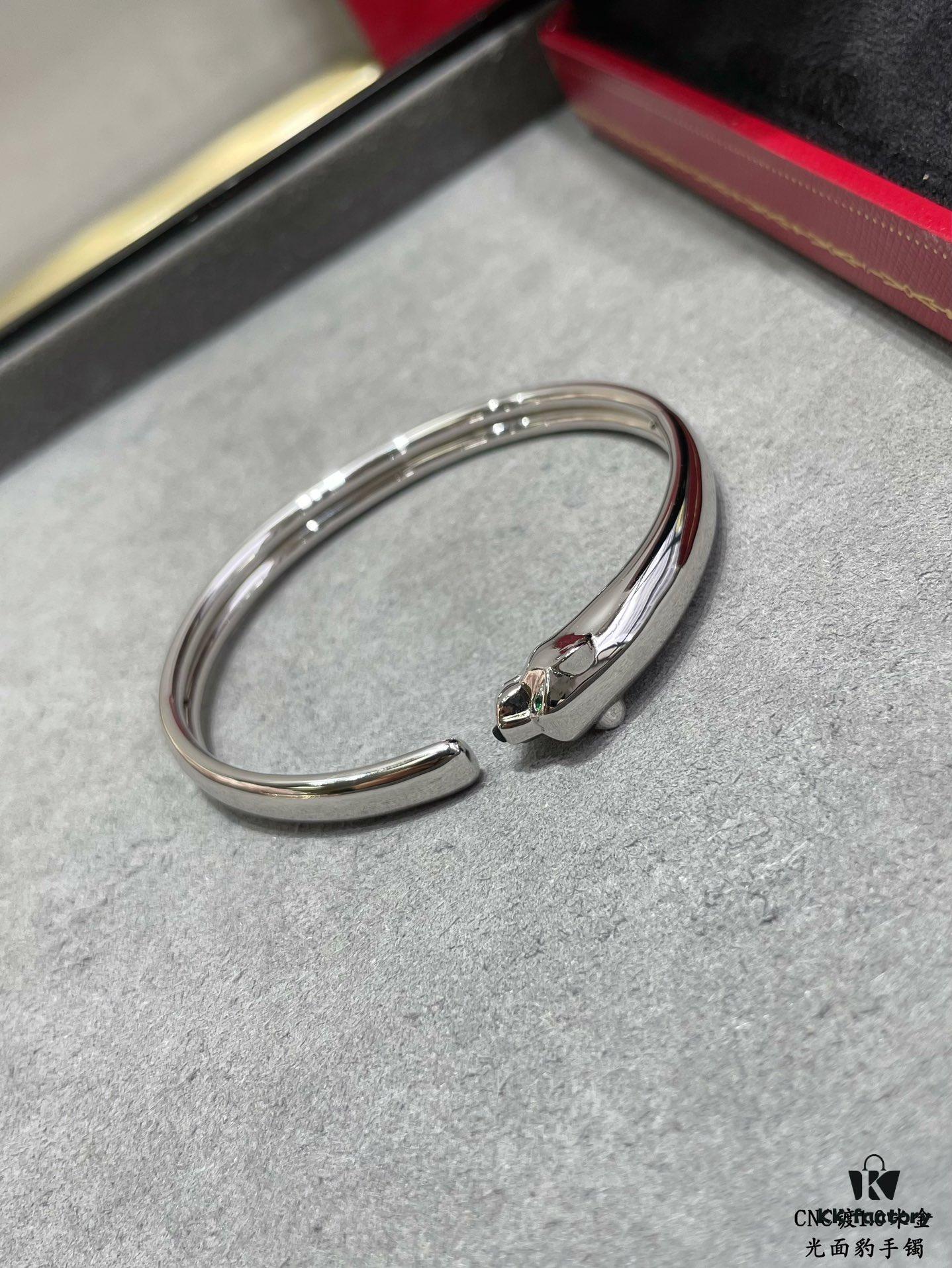 CNC Cartier Slim Smooth Panther Bracelet, Extra Thick and Bold Design, Unisex Couple's Style, Electroplated 18K Micro Gold