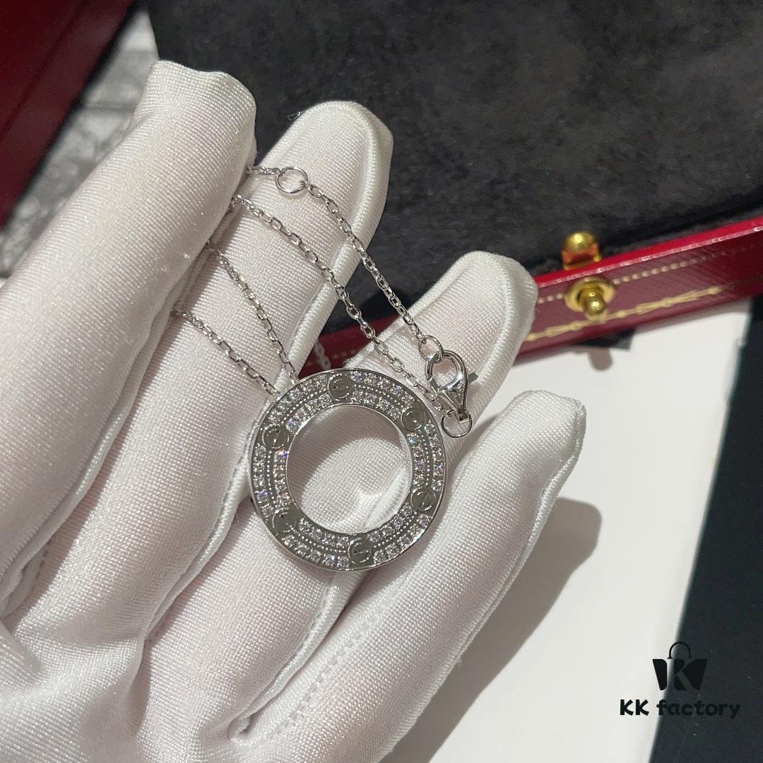 692fd51099f2d84055c8a619 Cartier-style Screw Full Diamond Necklace 'Big Pancake' Necklace with Imported Zirconia Hand-Set, Thick 18K White Gold Plated, High-Quality ZP Finish