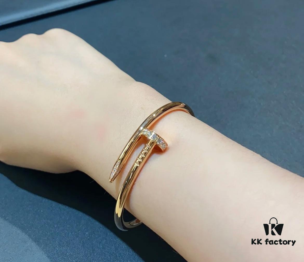 692fd53599f2d84055c8a65f V Gold Plated 1.0mm Gold 1DB Original Print CNC Version Cartier Thick-Style Diamond-Studded Nail Bangle