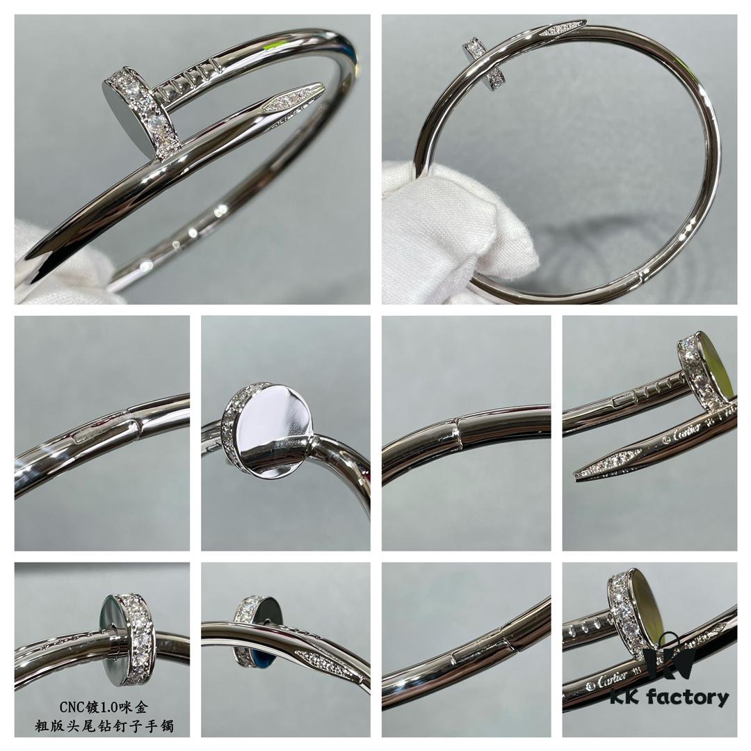 692fd53999f2d84055c8a666 V Gold Plated 1.0mm Gold 1DB Original Print CNC Version Cartier Thick-Style Diamond-Studded Nail Bangle