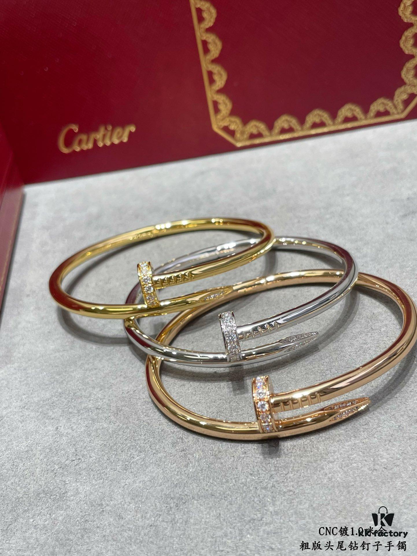 692fd53999f2d84055c8a667 V Gold Plated 1.0mm Gold 1DB Original Print CNC Version Cartier Thick-Style Diamond-Studded Nail Bangle