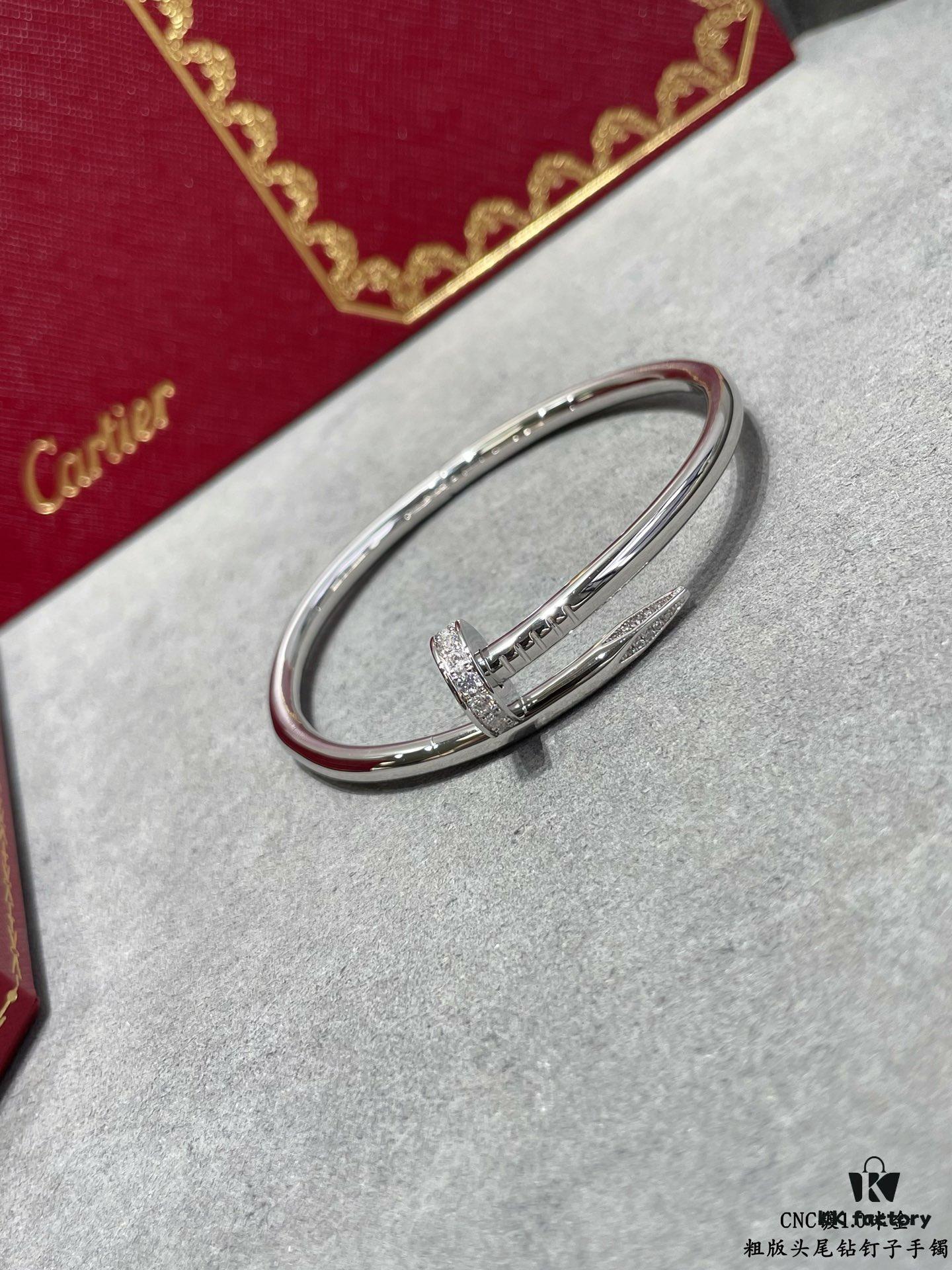 692fd53a99f2d84055c8a668 V Gold Plated 1.0mm Gold 1DB Original Print CNC Version Cartier Thick-Style Diamond-Studded Nail Bangle