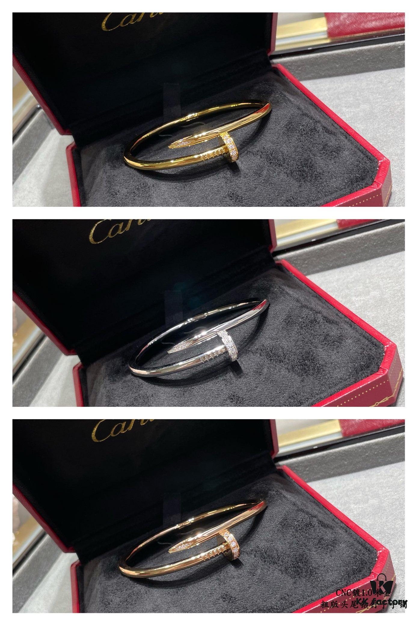 692fd53f99f2d84055c8a671 V Gold Plated 1.0mm Gold 1DB Original Print CNC Version Cartier Thick-Style Diamond-Studded Nail Bangle