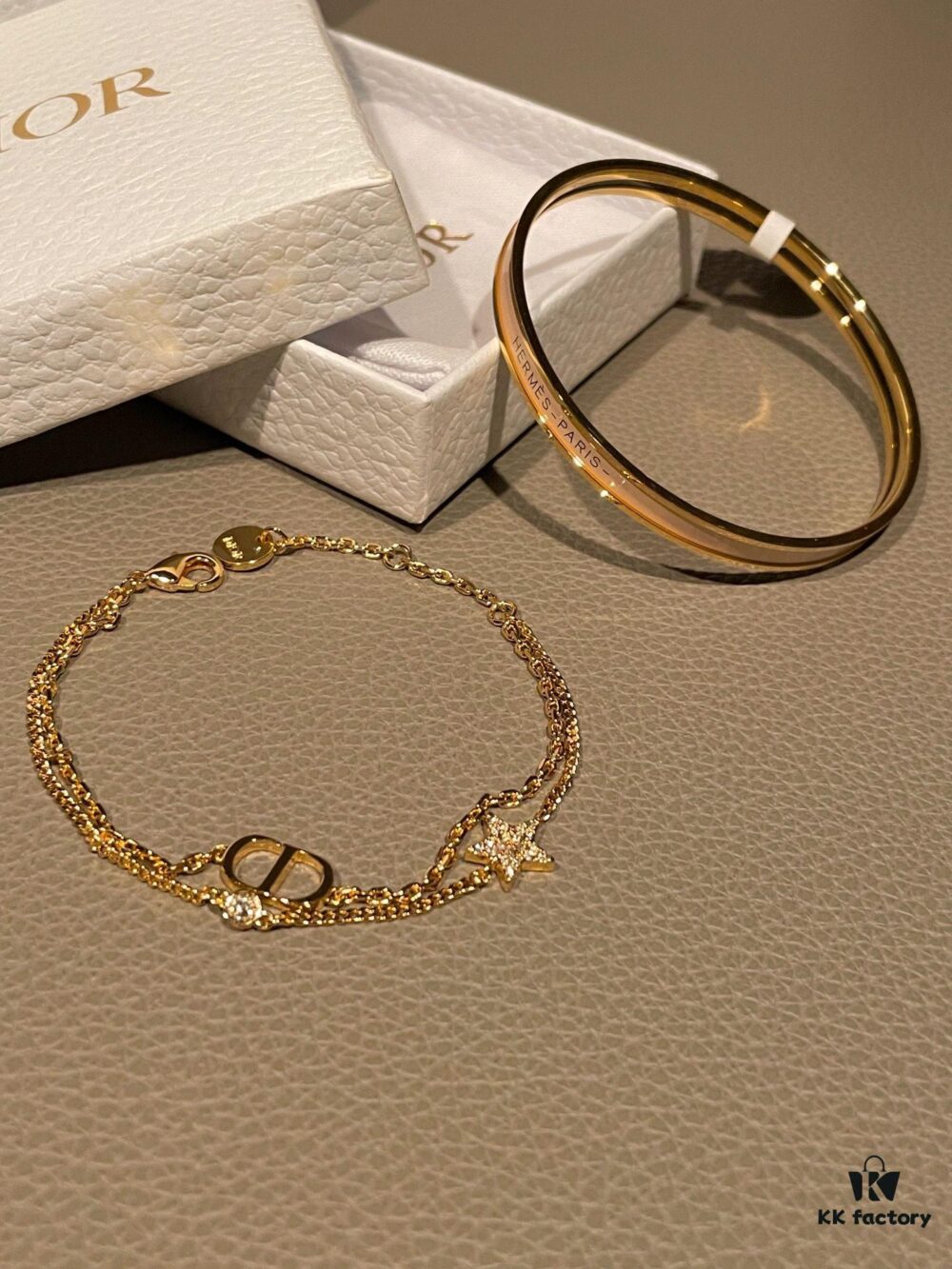 692fd54199f2d84055c8a675 Dior Double Star Bracelet and Hermes Enamel Bracelet