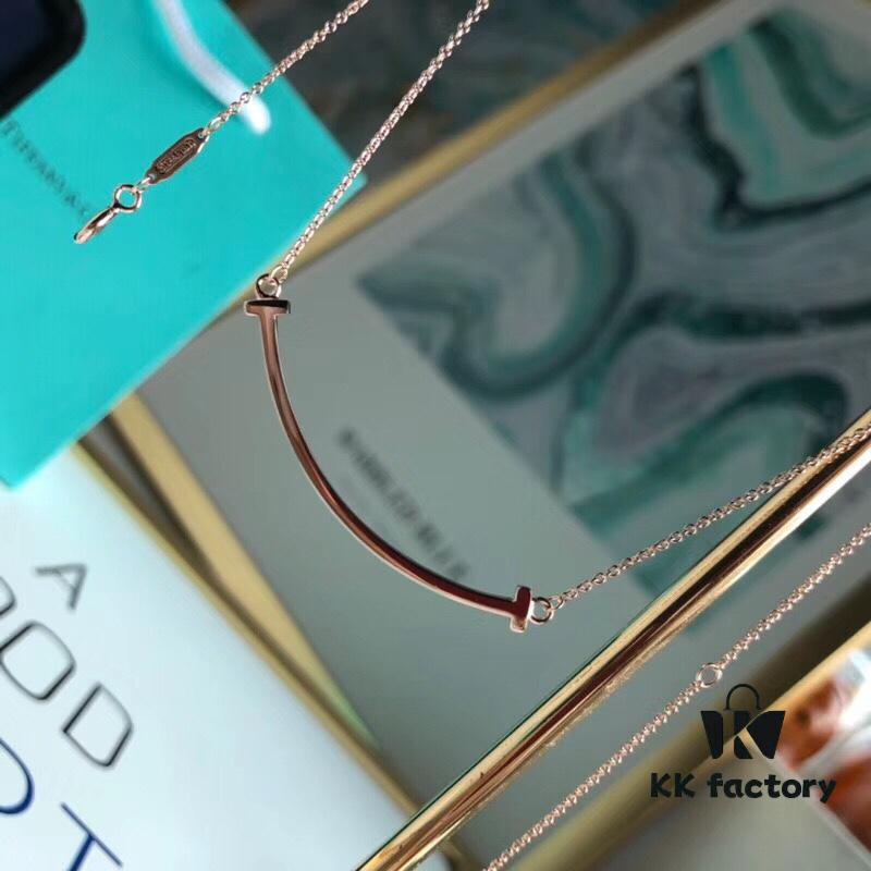 692fd55a99f2d84055c8a6aa Tiffany & Co. Smile Pendant Necklace in Rose Gold Plated 925 Sterling Silver