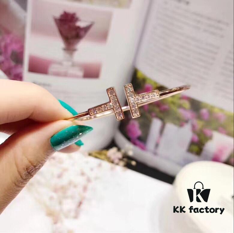 692fd56499f2d84055c8a6c4 Hot New Arrival! Tiffany & Co. Classic Double T Bracelet in S925 Sterling Silver with Rose Gold Plating