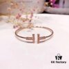 692fd56699f2d84055c8a6c8 Hot New Arrival! Tiffany & Co. Classic Double T Bracelet in S925 Sterling Silver with Rose Gold Plating