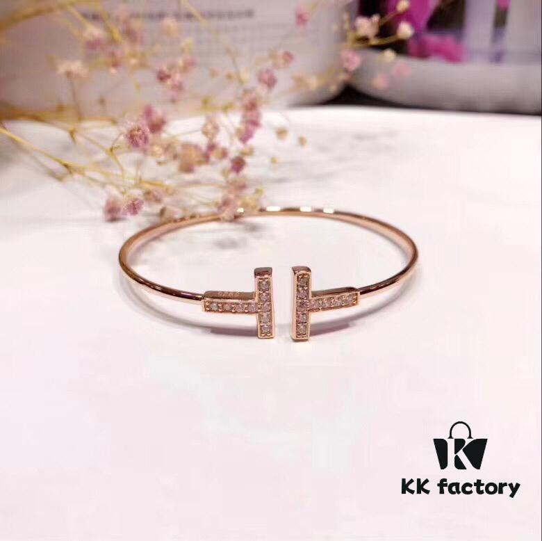 692fd56699f2d84055c8a6c8 Hot New Arrival! Tiffany & Co. Classic Double T Bracelet in S925 Sterling Silver with Rose Gold Plating