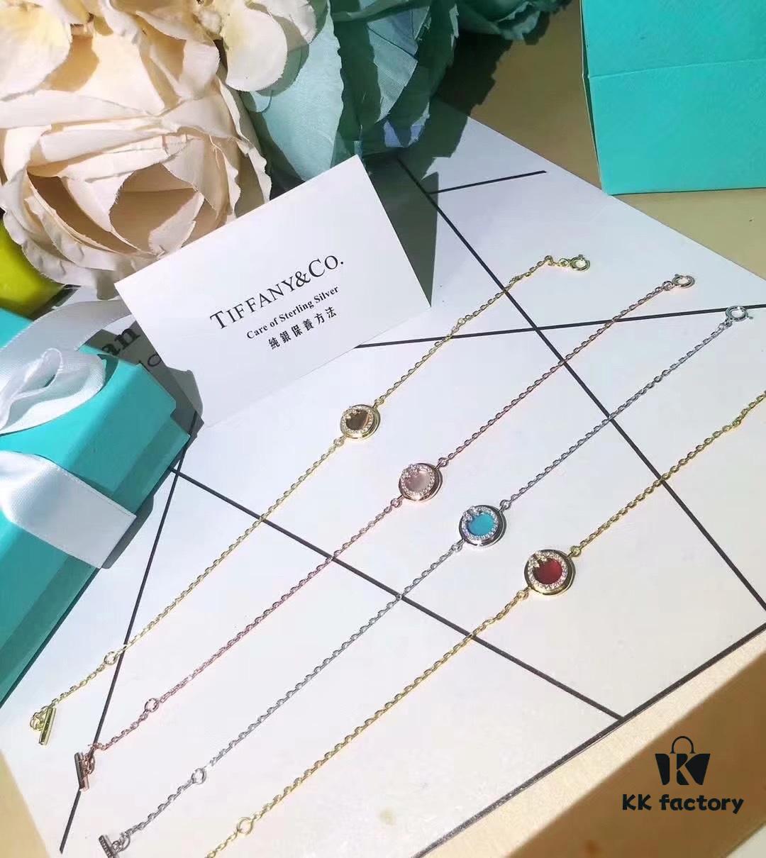 692fd58c99f2d84055c8a718 Tiffany New Arrival: Diamond-Paved Double-T Circular Bracelet and Necklace with Turquoise, White Mother-of-Pearl, Red Carnelian – Made from Imported German S925 Sterling Silver, Original Logo, Four Colors Available