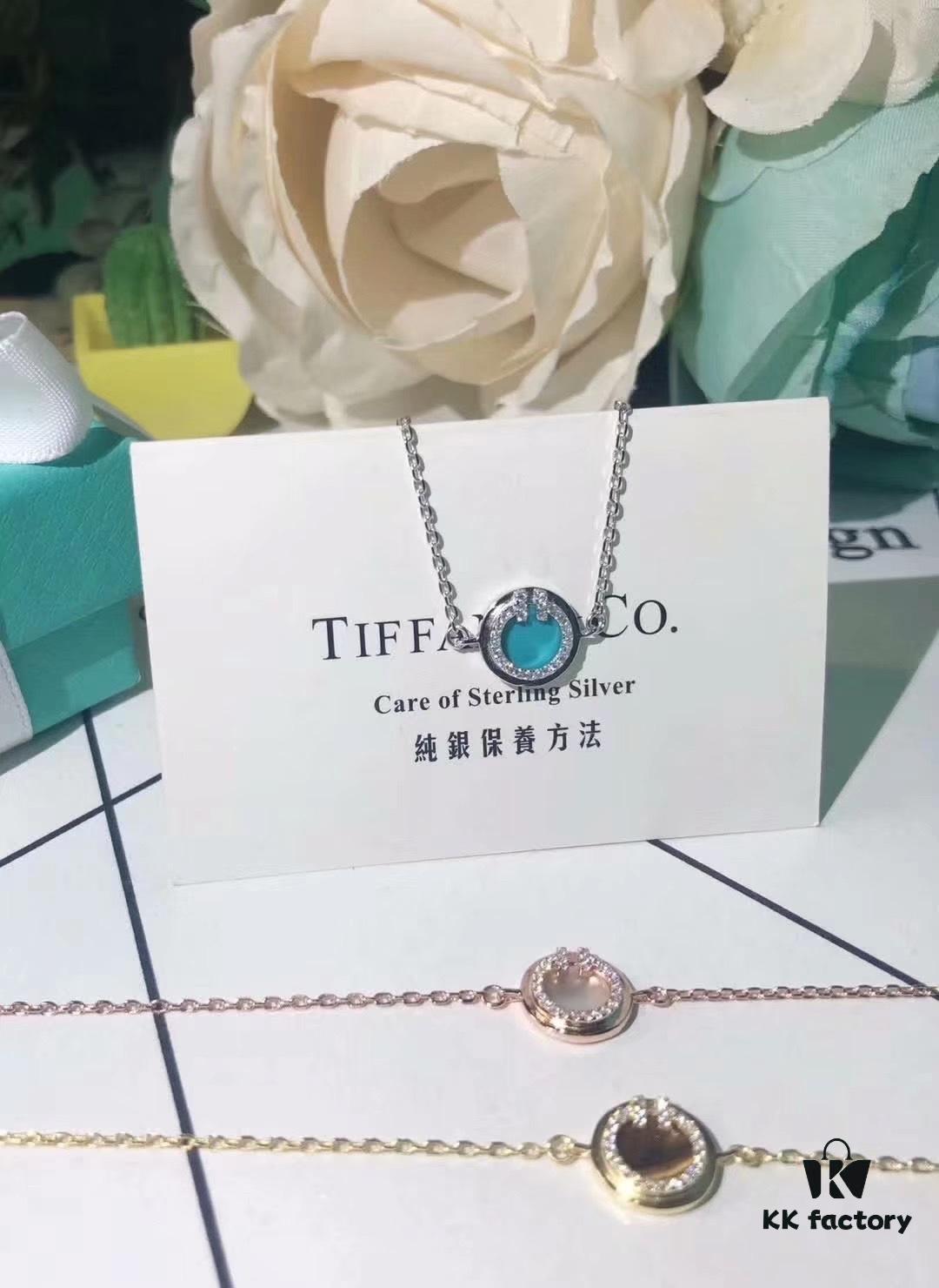 692fd58c99f2d84055c8a719 Tiffany New Arrival: Diamond-Paved Double-T Circular Bracelet and Necklace with Turquoise, White Mother-of-Pearl, Red Carnelian – Made from Imported German S925 Sterling Silver, Original Logo, Four Colors Available