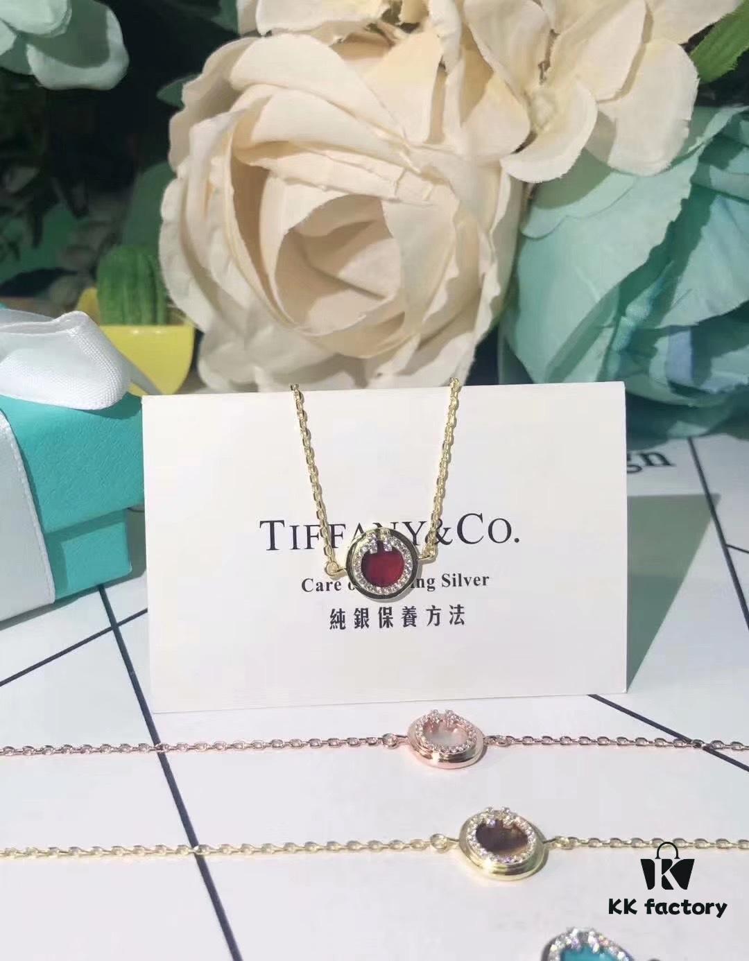 692fd59499f2d84055c8a728 Tiffany New Arrival: Diamond-Paved Double-T Circular Bracelet and Necklace with Turquoise, White Mother-of-Pearl, Red Carnelian – Made from Imported German S925 Sterling Silver, Original Logo, Four Colors Available