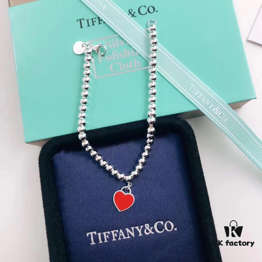 692fd5ae99f2d84055c8a75e Tiffany & Co. Red Blue Pink Enamel Heart Charm Sterling Silver Bracelet 🎀 Necklace 🎀