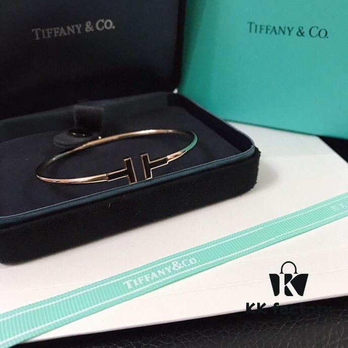 692fd5c199f2d84055c8a784 Tiffany & Co. New Double T Enamel Bracelet in 925 Sterling Silver with 18K Rose Gold Plating, New Color Combination and Sparkling Zirconia