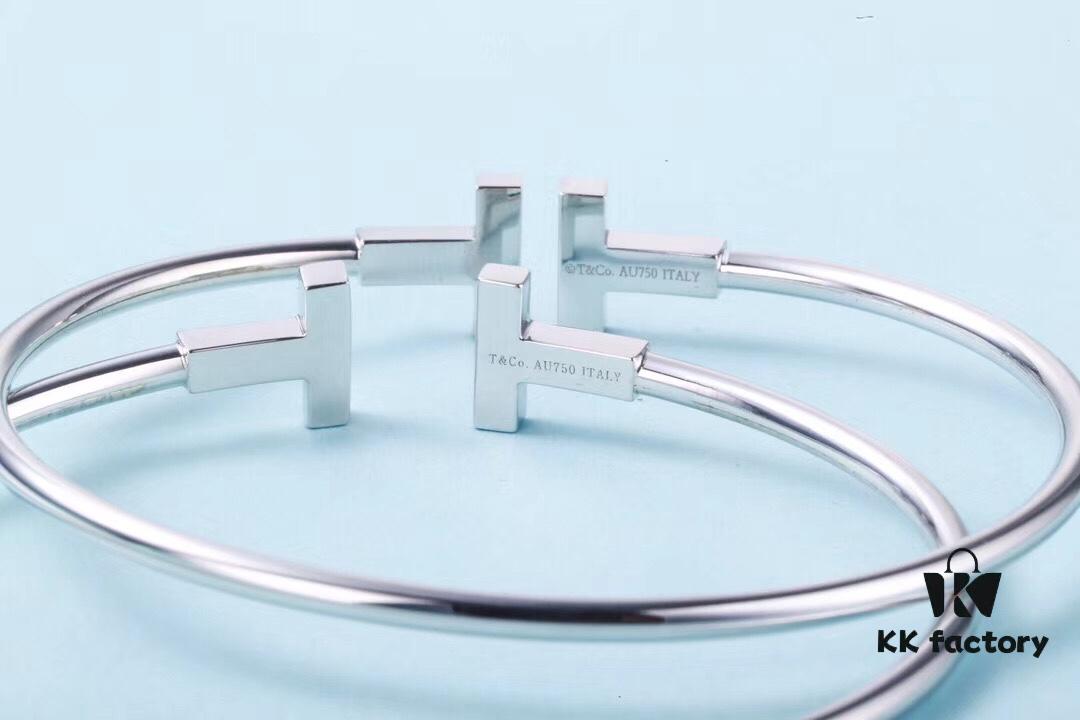 692fd5e299f2d84055c8a7c5 Must-have Tiffany & Co. Double T Diamond Bracelet with Adjustable Memory Design, AU750 Logo Stamp, S925 Silver Plated with 18K Gold, Set with 5A Zirconia