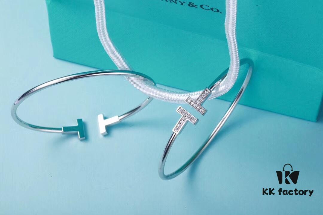 692fd5e299f2d84055c8a7c6 Must-have Tiffany & Co. Double T Diamond Bracelet with Adjustable Memory Design, AU750 Logo Stamp, S925 Silver Plated with 18K Gold, Set with 5A Zirconia