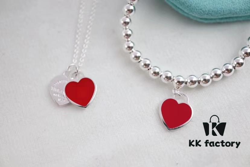 692fd5ee99f2d84055c8a7e5 Tiffany & Co. New Year Red Heart Bracelet and Necklace, Pure Silver Craftsmanship with New Technology, Premium Quality – Real Item Exceptionally Beautiful! Bracelet Interior Made with Pure Silver Wire, 4mm S925 Sterling Silver Beads, Authenticity Guaranteed