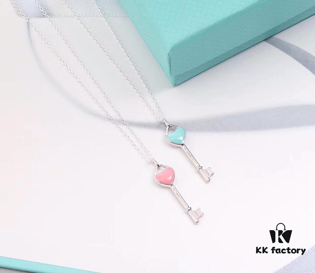 692fd5ff99f2d84055c8a813 Tiffany Blue Heart Key Enamel Necklace