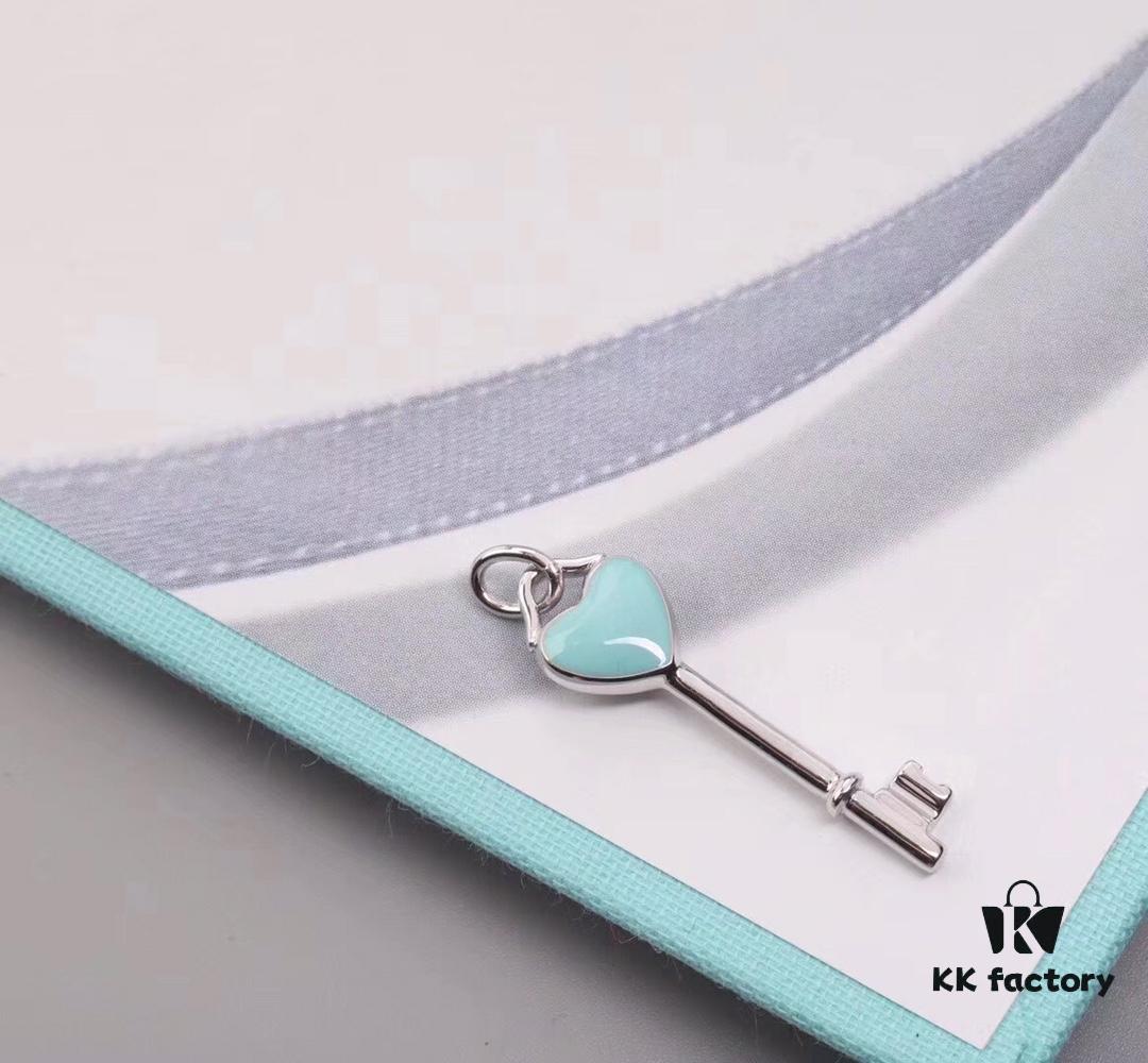 692fd60099f2d84055c8a816 Tiffany Blue Heart Key Enamel Necklace
