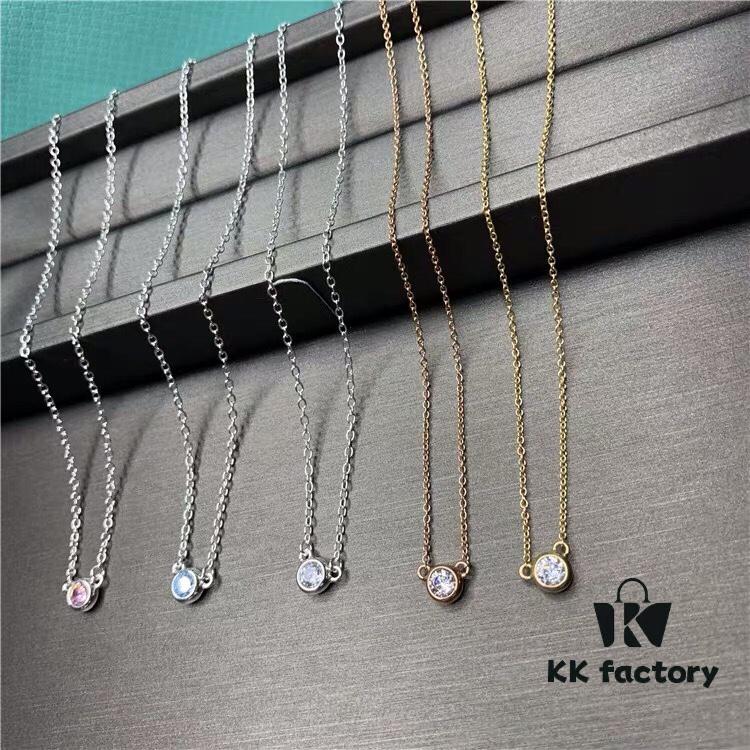 Tiffany Crown Single Diamond Necklace, Original Design with Ultra-Clear High-Carbon Diamond, Stunningly Sparkling, Simple and Versatile, Perfect for Daily Wear, Unisex Style Ideal for Couples, Exquisite Craftsmanship, S925 Sterling Silver
