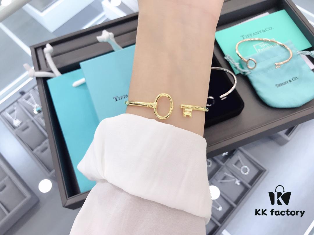 692fd62f99f2d84055c8a878 Tiffany & Co. Key Smooth Open Bangle Bracelet, Minimalist Style, Spring Silver Construction, Premium S925 Sterling Silver Plated with 14K Rose Gold, Yellow Gold, and White Gold, Three Colors In Stock
