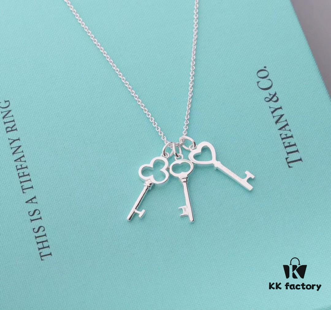 692fd63999f2d84055c8a88f 925 Sterling Silver Tiff Unlocks Infinite Possibilities - Three Small Keys Combined Slot Machine Heart ❤ Classic Tiffany Key Necklace