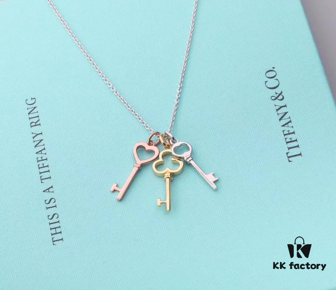692fd63a99f2d84055c8a891 925 Sterling Silver Tiff Unlocks Infinite Possibilities - Three Small Keys Combined Slot Machine Heart ❤ Classic Tiffany Key Necklace