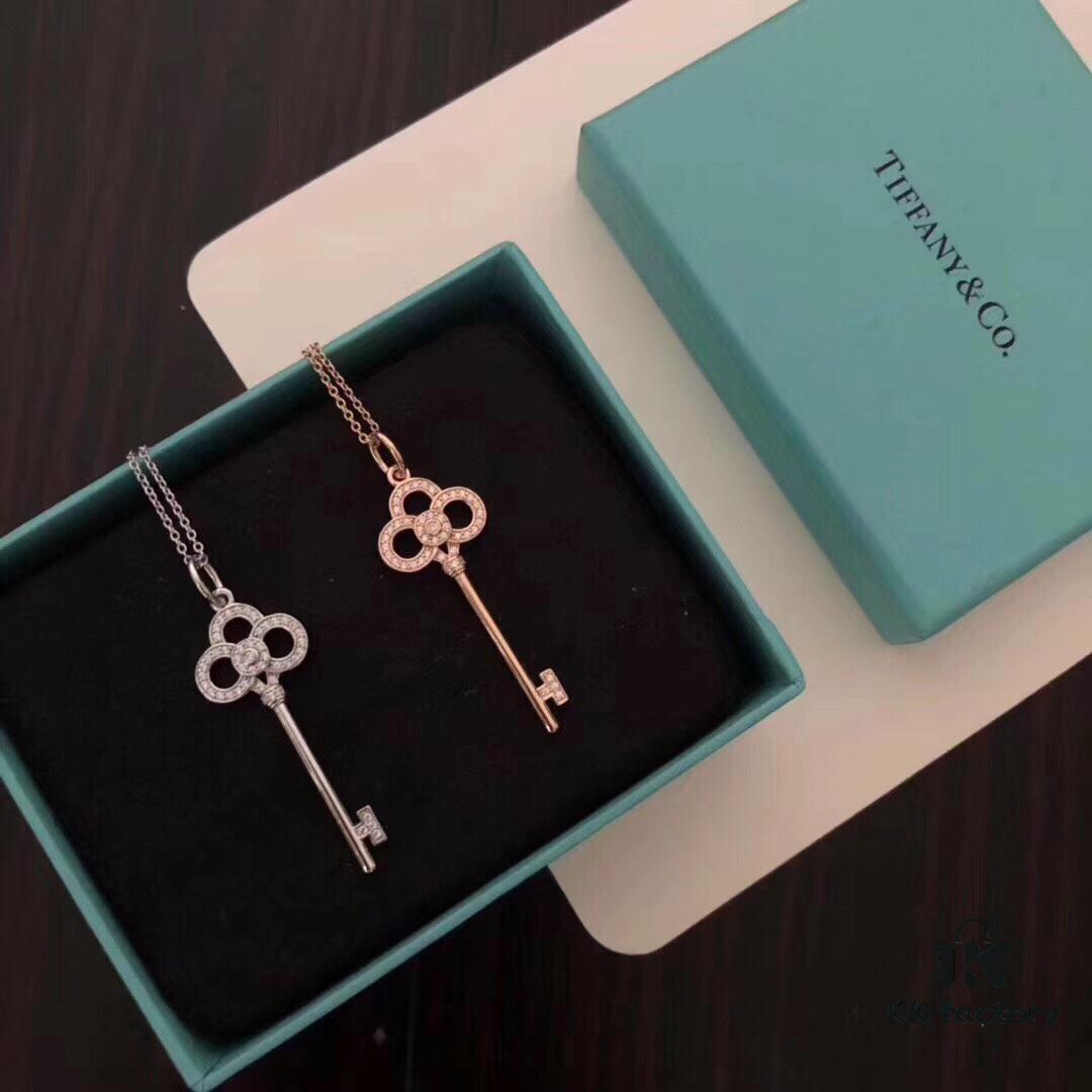 692fd64599f2d84055c8a8ab Tiffany Heart Crown Key Original Necklace, Solid Back with Highest-Grade Imported High-Carbon Diamonds, Imported 925 Sterling Silver Plated with 18K Gold, Same Necklace Worn by Yang Mi, Available in Rose Gold and Platinum