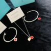New Year Style ❤️ T Brand Heart Buddha Bead Bracelet Necklace in S925 Sterling Silver with Enamel Resin [Red Logo Detail, Classic Heart Bracelet]