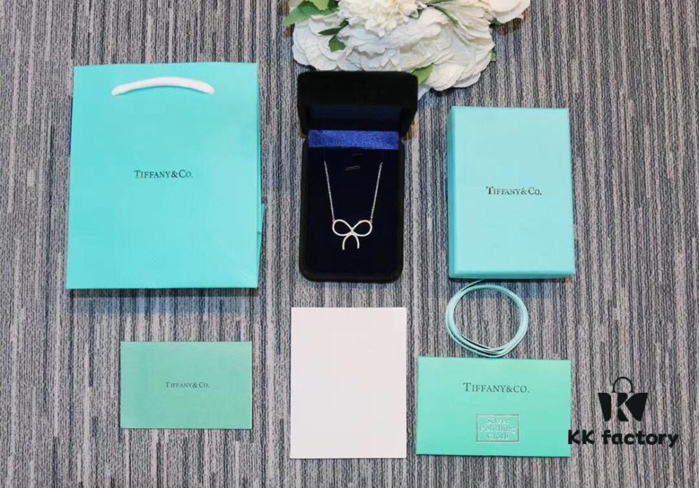 692fd6d799f2d84055c8a9e2 New Arrival! Tiffany & Co. Full Diamond Bow Necklace - Imported High-Carbon Diamond Version, 925 Sterling Silver Plated with White Gold