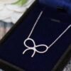 692fd6d799f2d84055c8a9e3 New Arrival! Tiffany & Co. Full Diamond Bow Necklace - Imported High-Carbon Diamond Version, 925 Sterling Silver Plated with White Gold