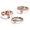This year's must-have blockbuster ring – Tiffany & Co.'s brand-new T1 half-diamond ring with micro-pavé setting, more three-dimensional and textured than the previous version, exuding a whole new level of beauty in rose gold and white gold.